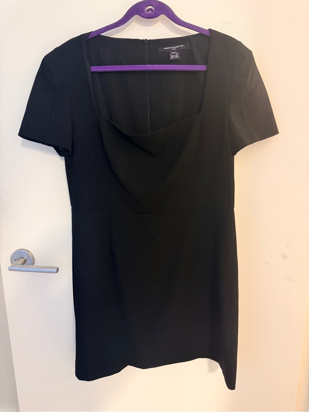 French Connection Black Draped Neck Midi Dress US 14